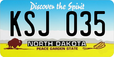 ND license plate KSJ035