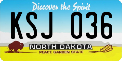 ND license plate KSJ036