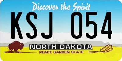 ND license plate KSJ054