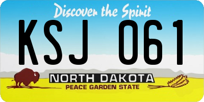 ND license plate KSJ061