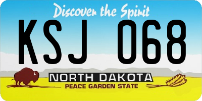 ND license plate KSJ068