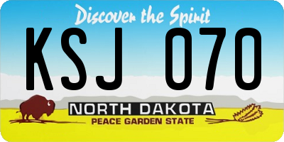ND license plate KSJ070