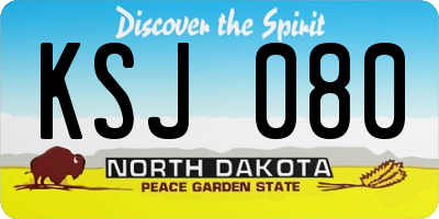 ND license plate KSJ080