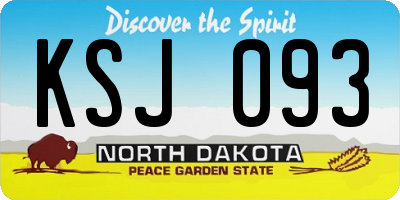 ND license plate KSJ093