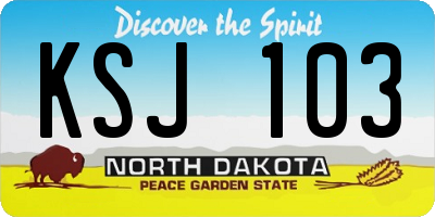 ND license plate KSJ103