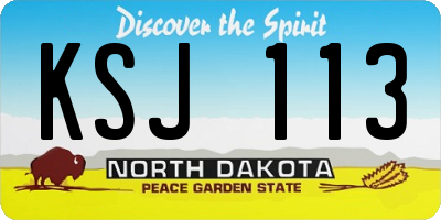 ND license plate KSJ113