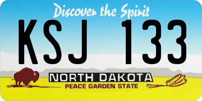 ND license plate KSJ133