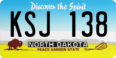 ND license plate KSJ138