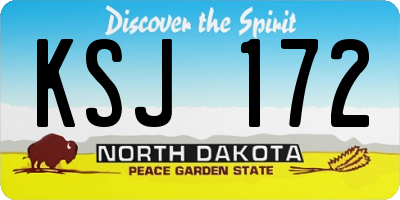 ND license plate KSJ172