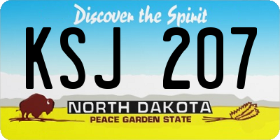 ND license plate KSJ207