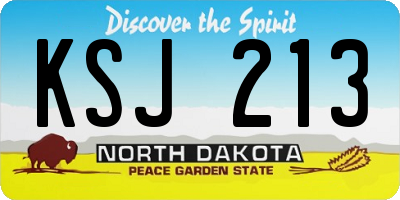 ND license plate KSJ213