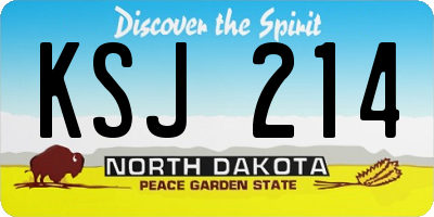 ND license plate KSJ214