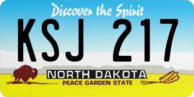 ND license plate KSJ217