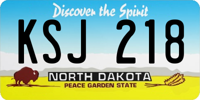 ND license plate KSJ218