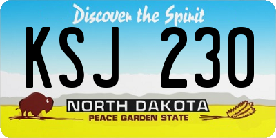 ND license plate KSJ230
