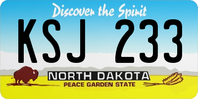 ND license plate KSJ233