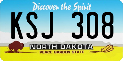 ND license plate KSJ308