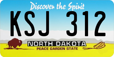 ND license plate KSJ312