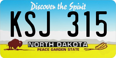 ND license plate KSJ315
