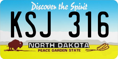 ND license plate KSJ316
