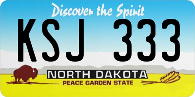 ND license plate KSJ333