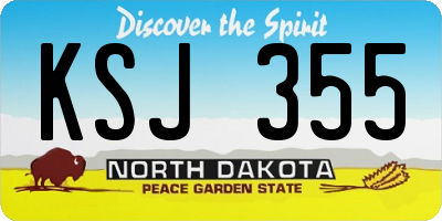 ND license plate KSJ355