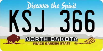 ND license plate KSJ366