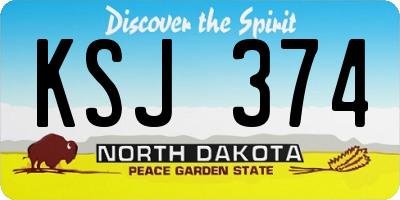 ND license plate KSJ374