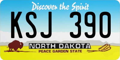 ND license plate KSJ390