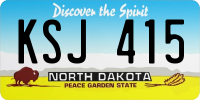 ND license plate KSJ415