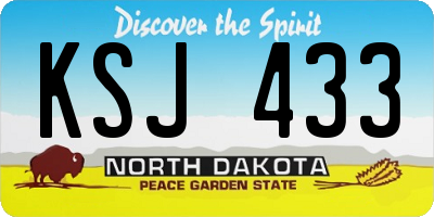 ND license plate KSJ433