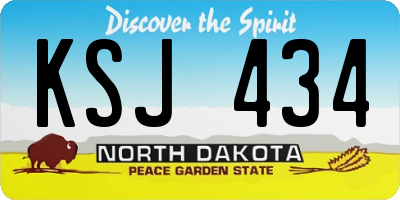 ND license plate KSJ434