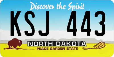 ND license plate KSJ443