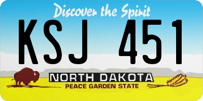 ND license plate KSJ451