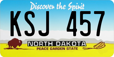 ND license plate KSJ457