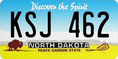 ND license plate KSJ462