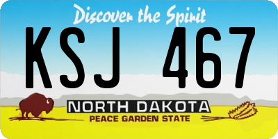 ND license plate KSJ467