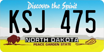 ND license plate KSJ475