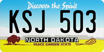 ND license plate KSJ503