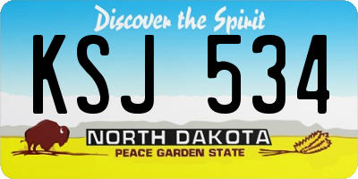 ND license plate KSJ534