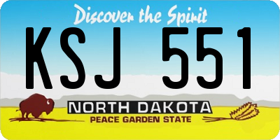 ND license plate KSJ551