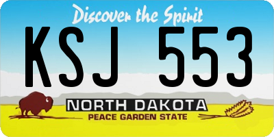 ND license plate KSJ553