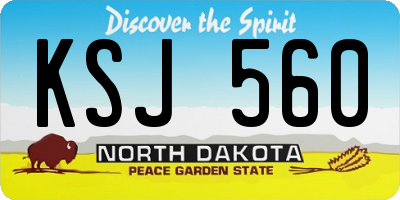 ND license plate KSJ560