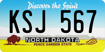 ND license plate KSJ567