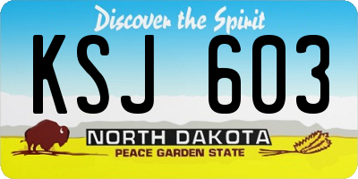ND license plate KSJ603