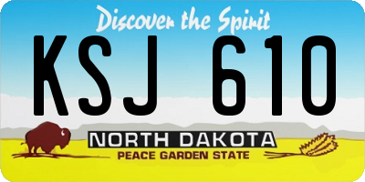 ND license plate KSJ610
