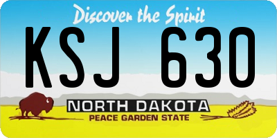 ND license plate KSJ630
