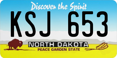 ND license plate KSJ653
