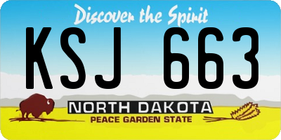 ND license plate KSJ663