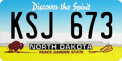 ND license plate KSJ673